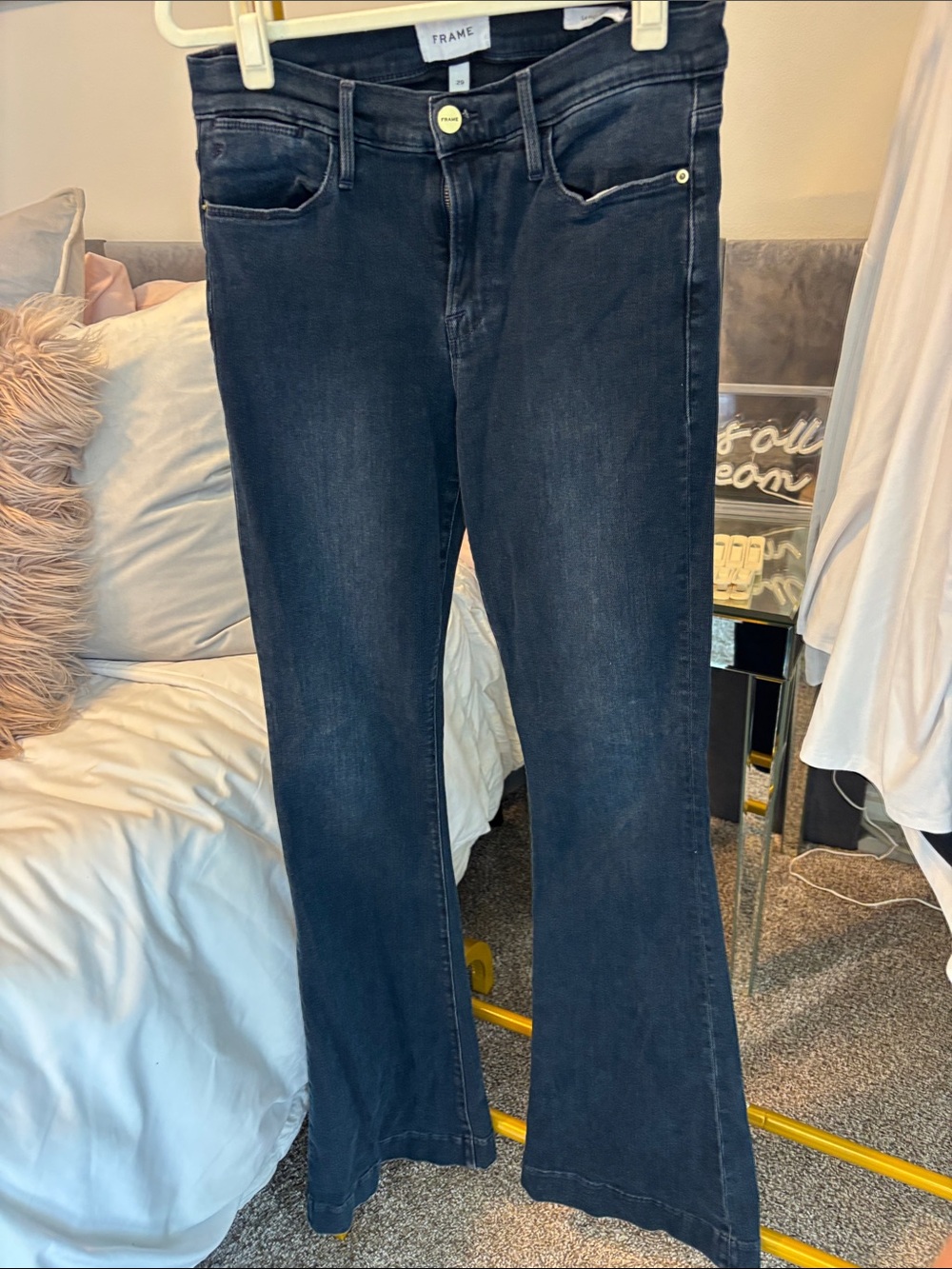 Frame Denim Le High Flare women’s Black Wash Bootcut Jeans